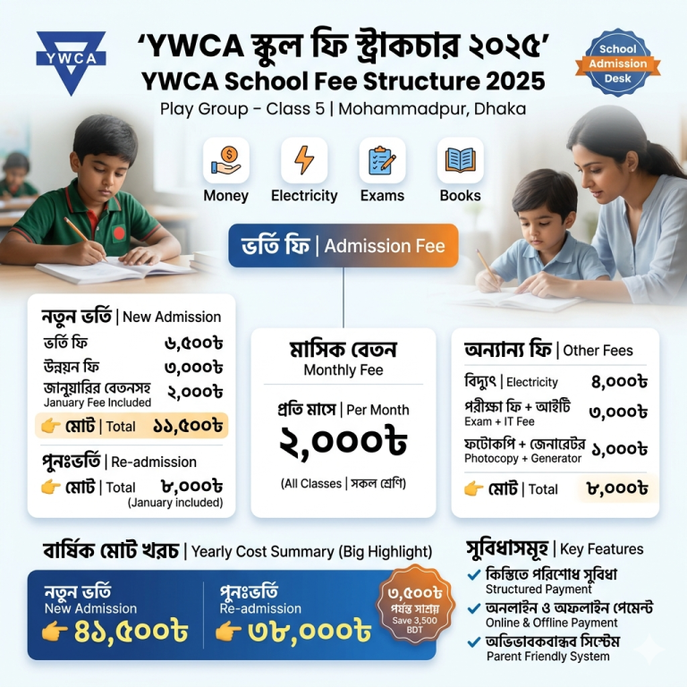 YWCA স্কুলের ফি কত?